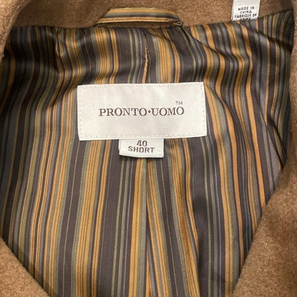 Pronto Uomo Men's Camel Cashmere Wool Blend Long Top Coat - Picture 7 of 11